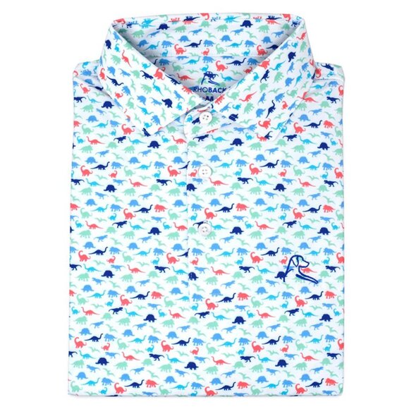 Rhoback The Big Foot Moisture Wicking Polo Dinosaur Large - Picture 1 of 8